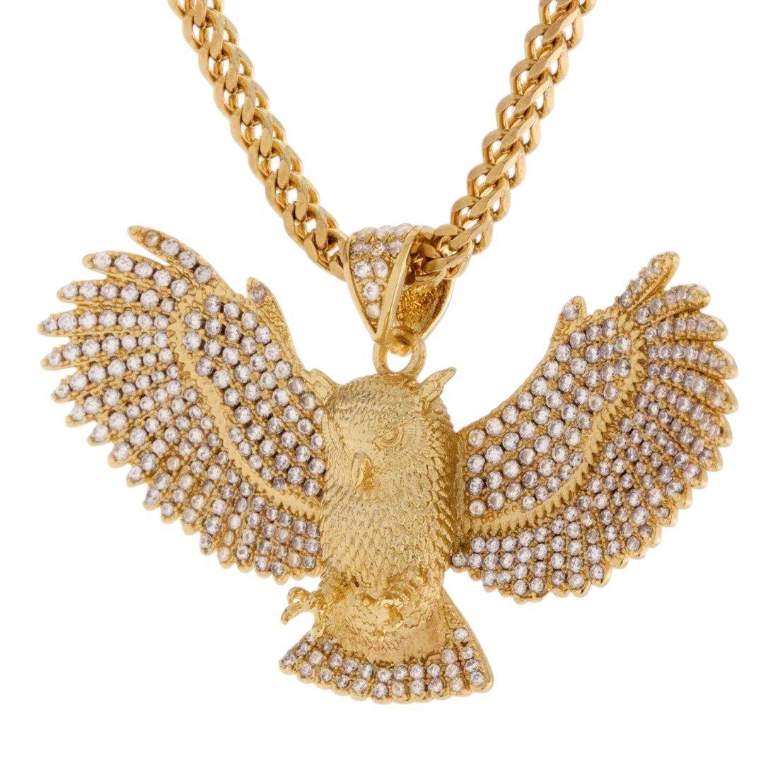 King Ice Great Horned Owl Necklace - GOLD